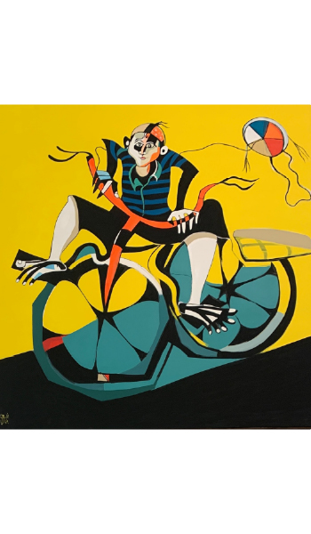 A kid with a flying kite